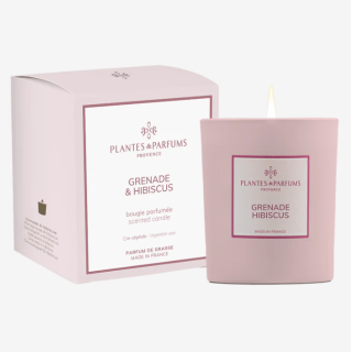 Granateple & Hibiscus duftlys vegetabilsvoks 180 gr med esk